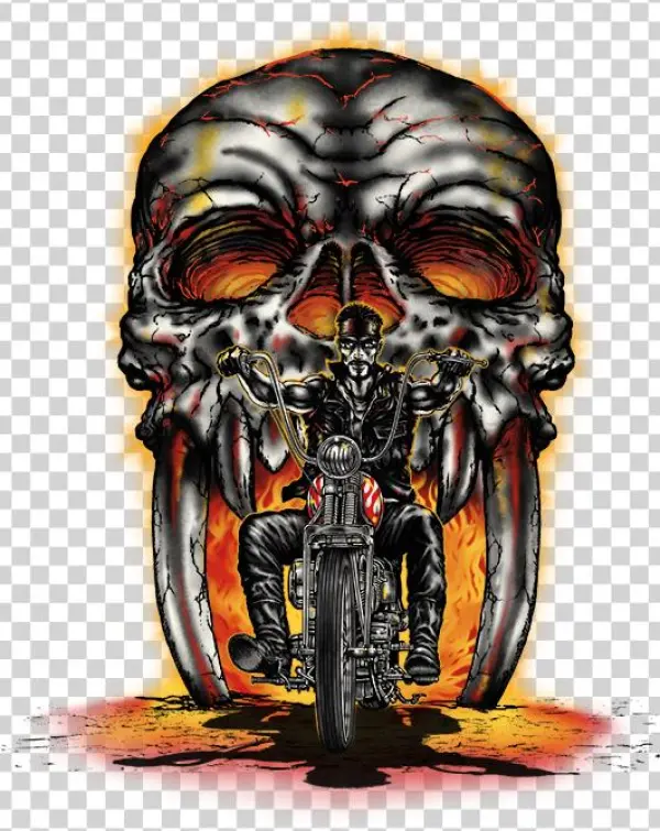Biker Riding Out Of Skull Day Of Dead Skull Costume