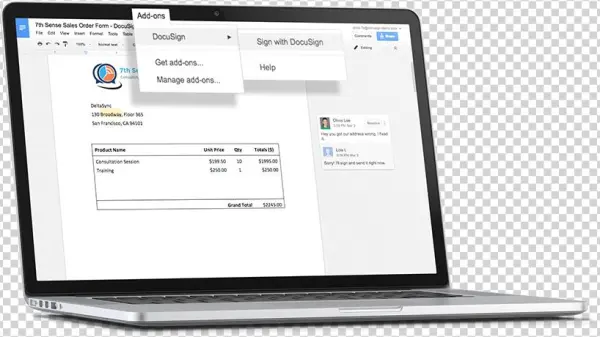 Esign From Within Google Docs