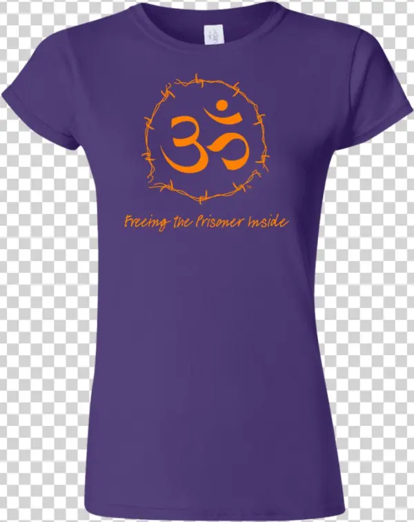 Women's T-shirt W/ Om Symbol In Barbed - G640l Gildan Softstyle Ladies' T-shirt Bear Halloween