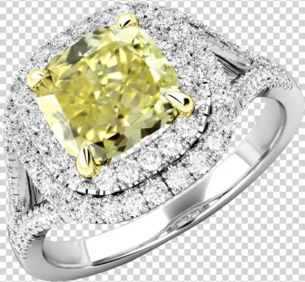 A Sensational Yellow Diamond Double Halo Cluster With - Purely Diamonds 0.55ct Tanzanite And Diamond Double