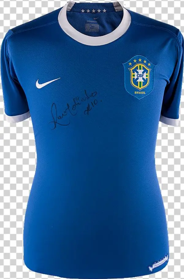 Maillot Extérieur Brésil Coupe Du Monde De La Fifa - Ronaldinho Front Autographed Brazil 2006 Away Shirt