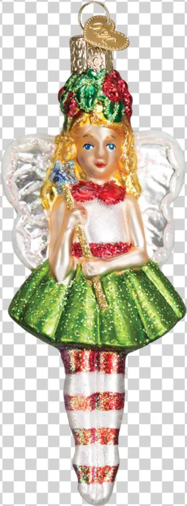 Old World Christmas Holly Fairy Glass Ornament