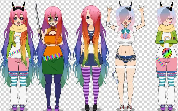 Rainbow Party Girl - Cartoon