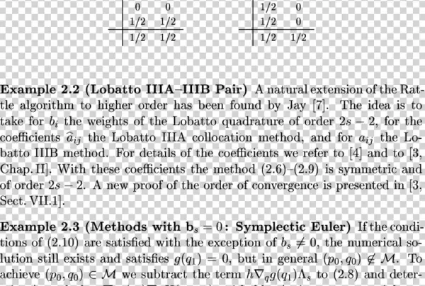 Coeecients Of The Rattle Algorithm - Euclidean Vector
