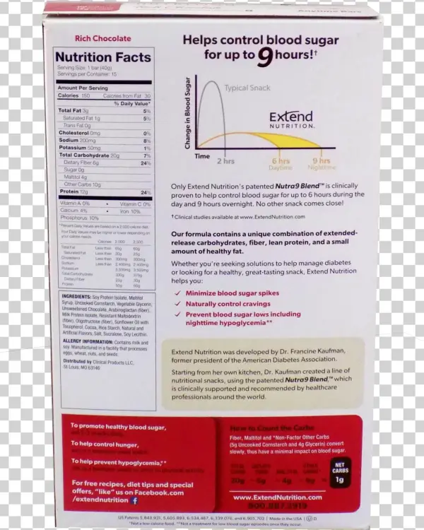 Rich Chocolate - Extend Nutrition Anytime Bars - Naturally Sweetened,
