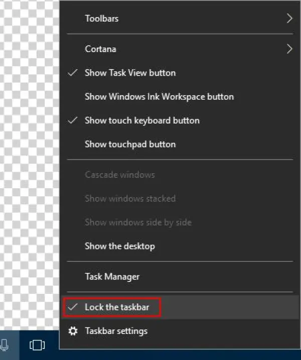Unlock Windows Taskbar - Taskbar