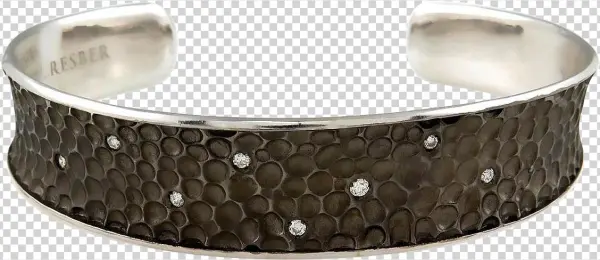 Cresber Textured Diamond Set 18k White Gold Bangle