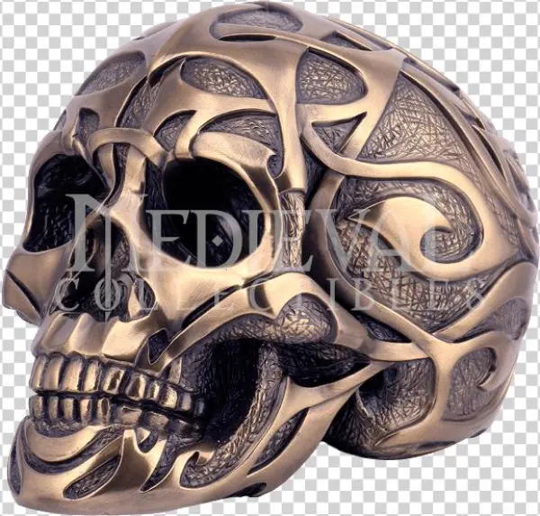 Top Collection Fierce Bold Bronzed Tribal Skull Figurine