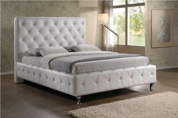 Baxton Studio Stella Tufted Bed | Beds | Bbt6220-white-queen