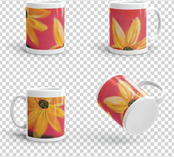 Black Eyed Susans On Red Mug