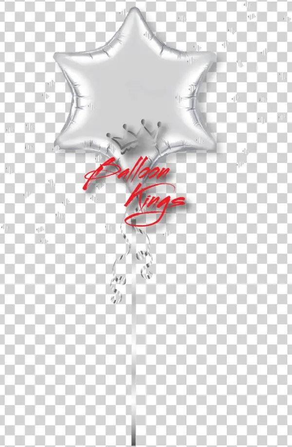 Silver 6 Point Star - 22" Qualatex 6-point Star Foil Mylar Balloon Silver