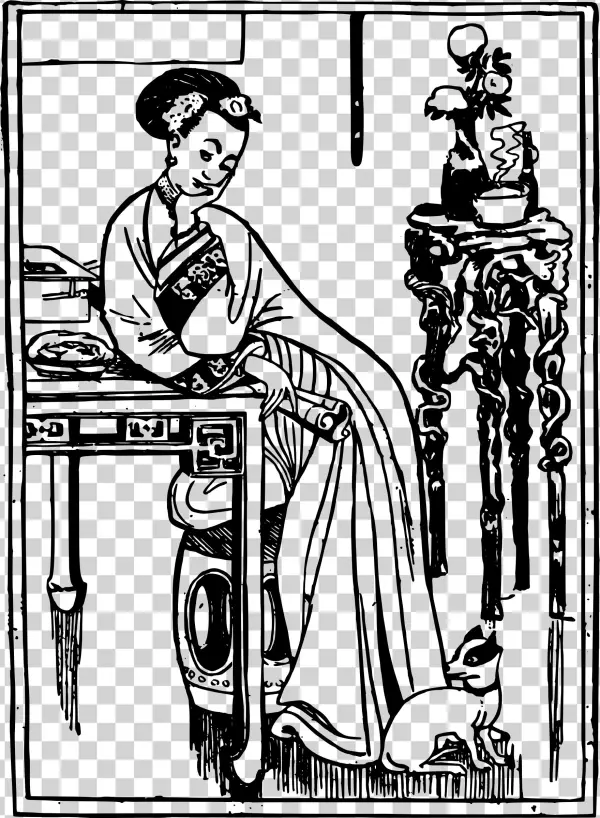 Classical Asian Lady Jpg Stock - Cartoon