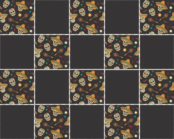 Foto Adesivo De Azulejo Caveira Mexicana - Skulls Polyester Waterproof And Eco-friendly Black