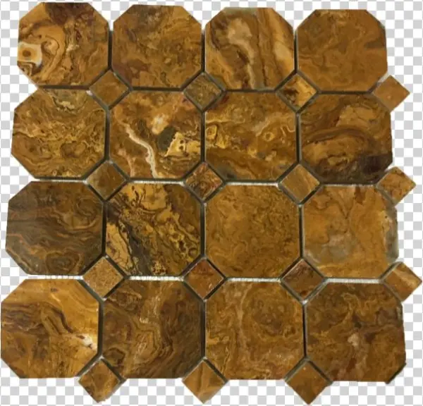 Multi Brown Onyx Octagon With Multi Brown Dot