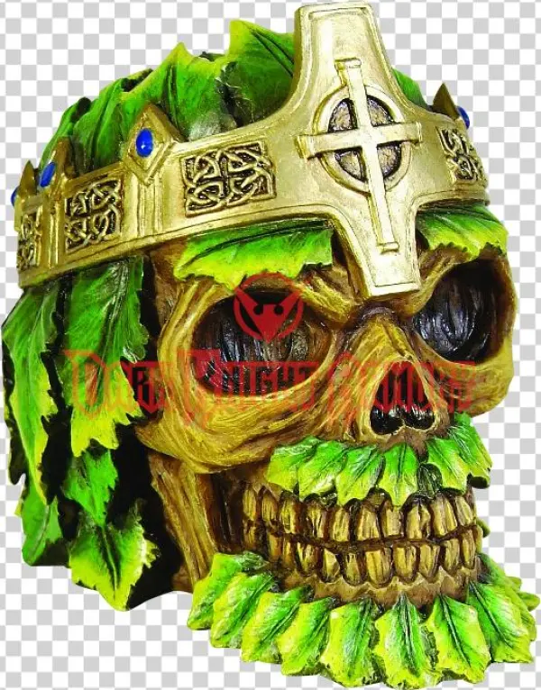 Greenman King Skull Statue - 4 Inch Resin Greenman Swamp King Color Skull Desktop