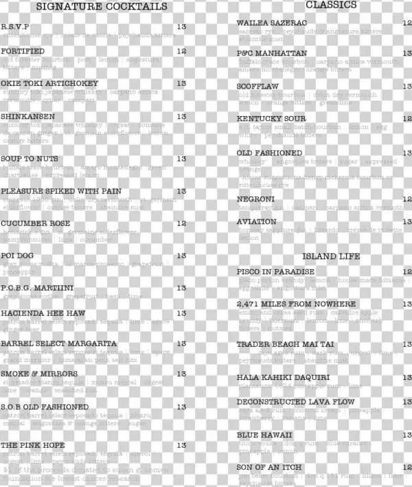 One Page Cocktails
