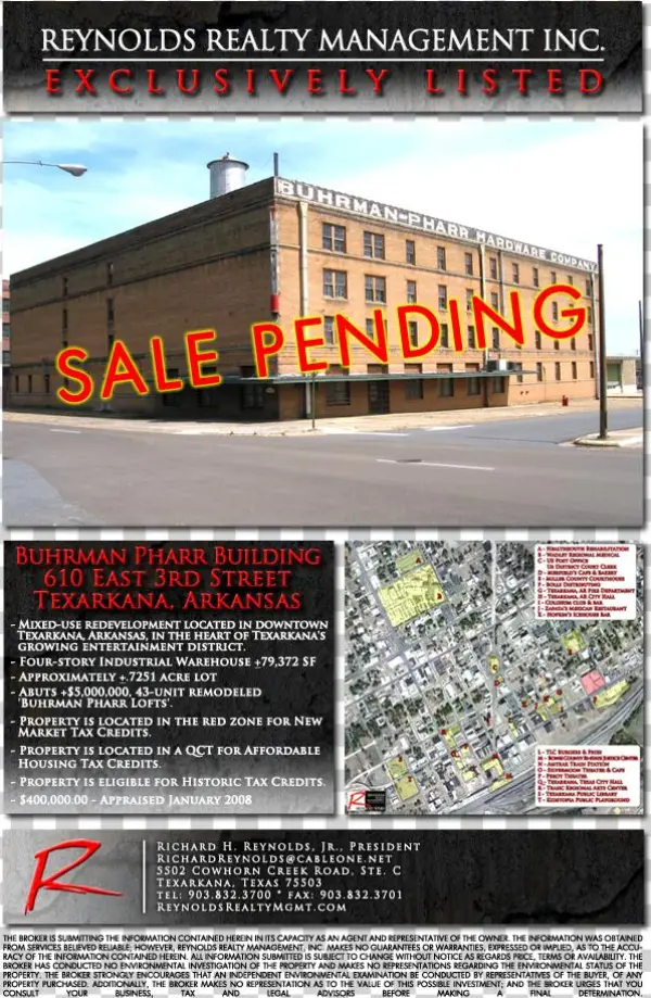 Burhman Pharr Building, Texarkana, Arkansas Sale Pending