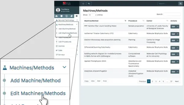 Click On "machines/methods\