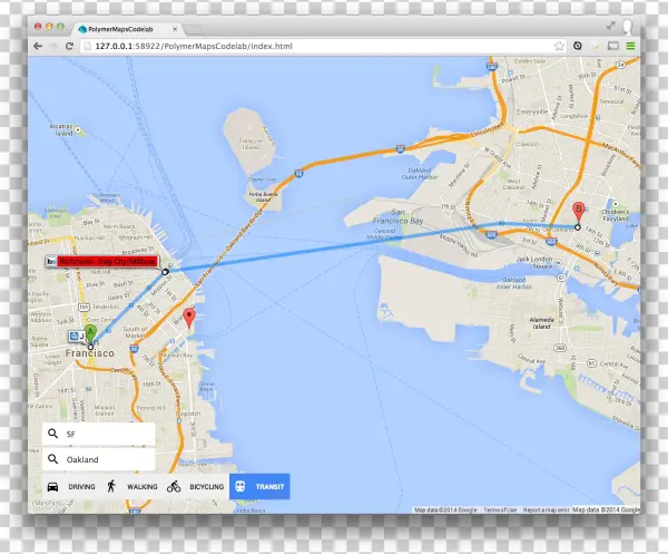Directions With Travel Mode Selector