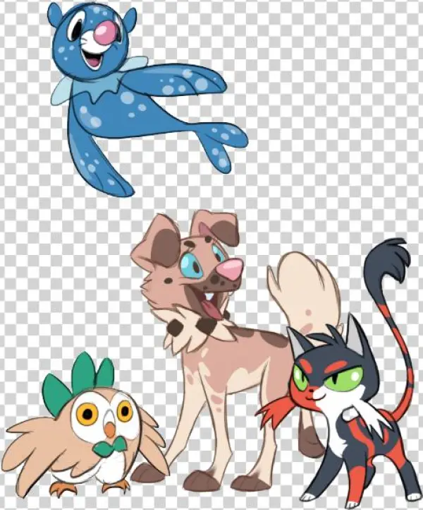 Sun And Moon Starters - Cartoon