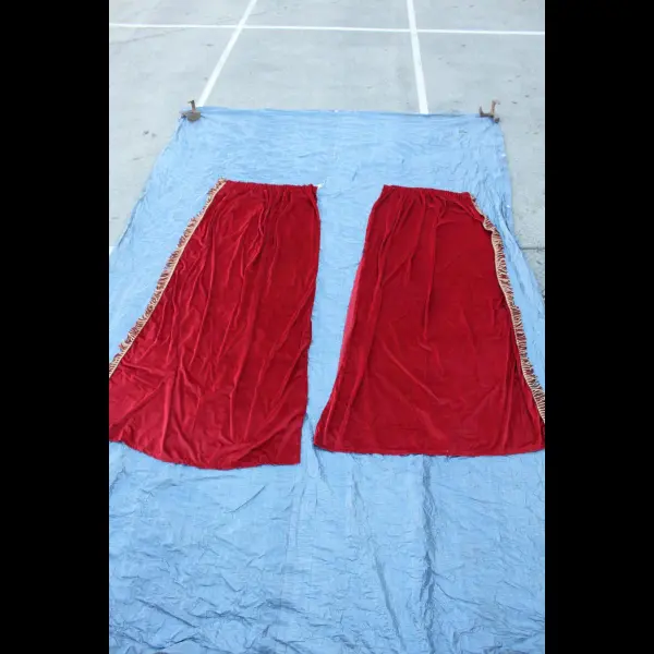Red Velvet Curtains X2 Pairs -various Sizes - Denim