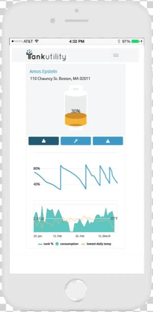 Smart Mobile App Propane Tank Monitor - Iphone