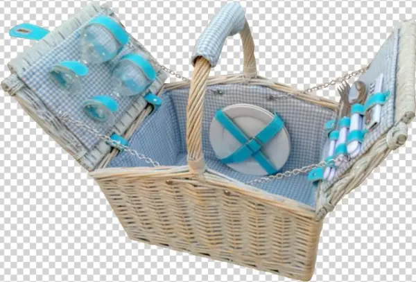 Fitted Hamper - Red Hamper 2 Person Farmhouse Fitted Blue Checked Lined