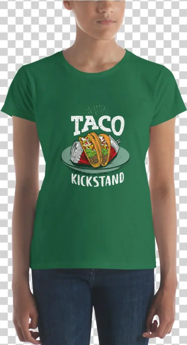 Taco Kickstand Mockup Front Womens Kelly-green - Shirt