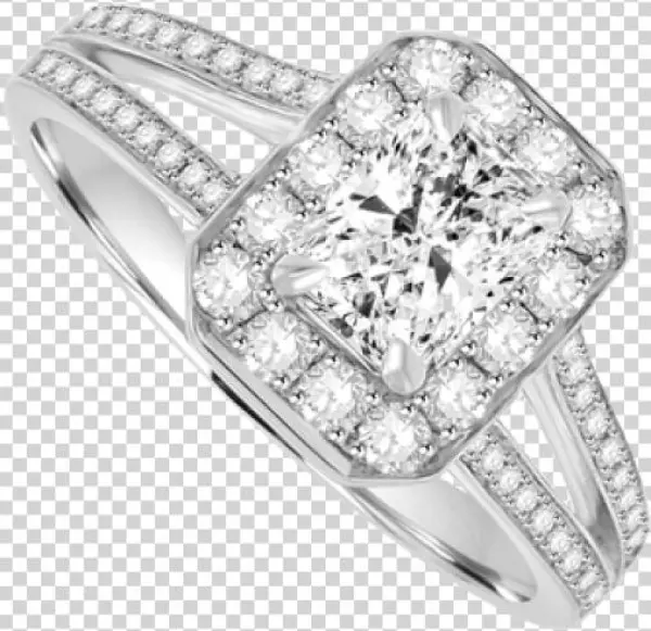 15ct Radiant Classic Style Ring W/two 1.50ct Triangular