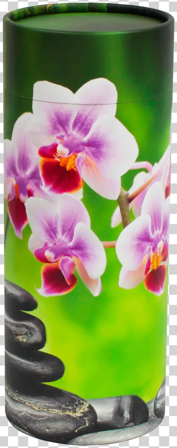 Creative Art - Purple Orchid Flower With Bamboo Stone