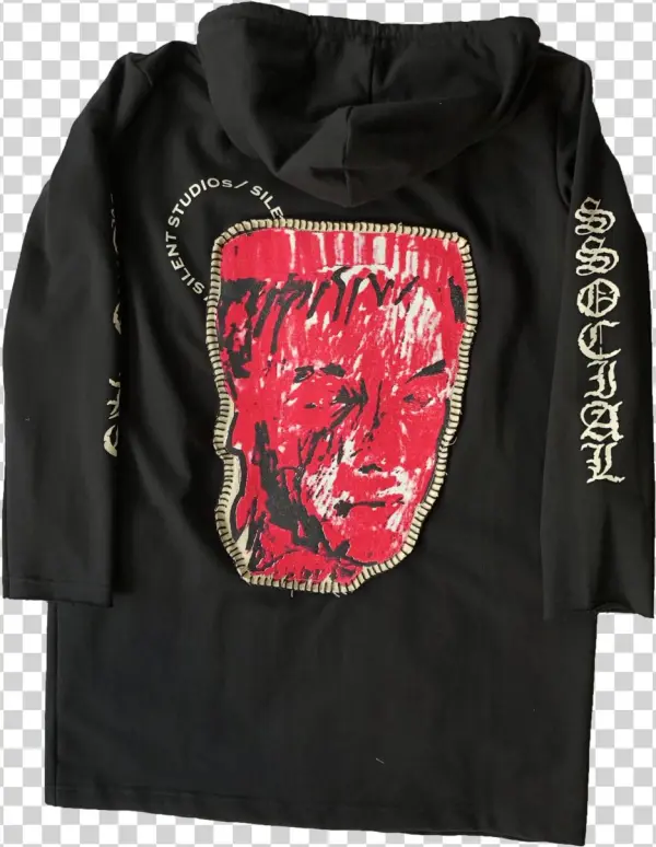 Long Hoodie Black Back