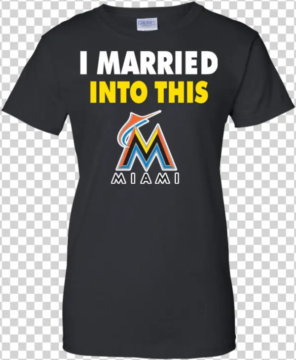 Miami Marlins T Shirts I Married Into This Hoodies - Just Want To Work In My Garden And Pet My Dog T-shirt
