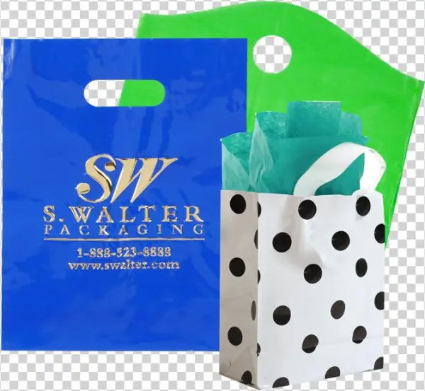 Shop By Category - Black Dot Soft Loop Handle White Bag (8" X 4" X 10
