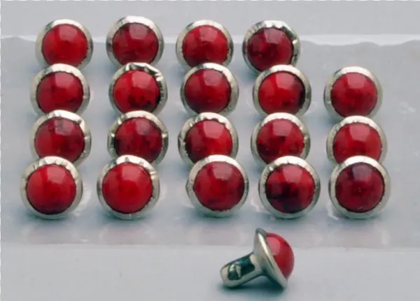 Red Stone Studs, Pack Of 20 7mm