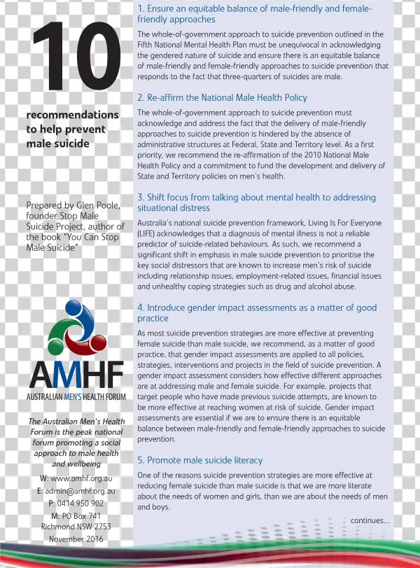009 Kp04 10 Reccomendations To Prevent Male Suicide - Suicide
