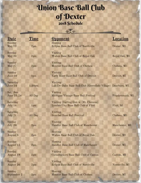 Webschedule2018 - Baseball