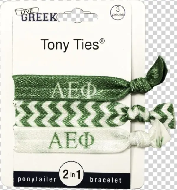 Alpha Epsilon Phi - Mia Tony Hair Ties With Charms, Neon Purple, Neon Green,