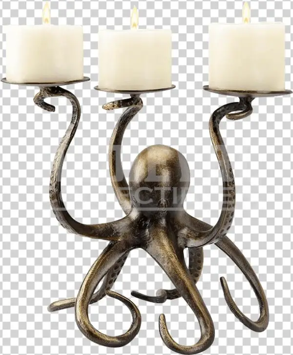 Antique Bronze Color Octopus Tentacle Pillar Trio Candleholder
