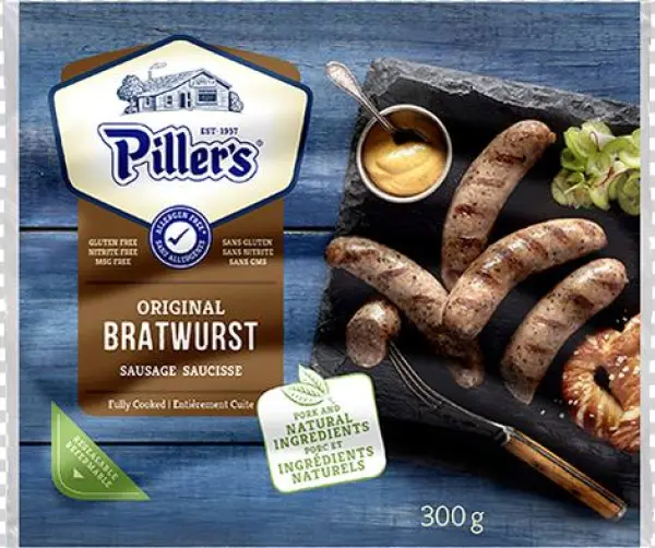 Piller's Original Bratwurst 300g - Piller's Turkey Bites Gluten Free Original Smoked Turkey