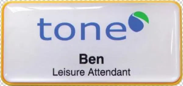 H4 Namebadge In A Yellow Frame, Domed C21