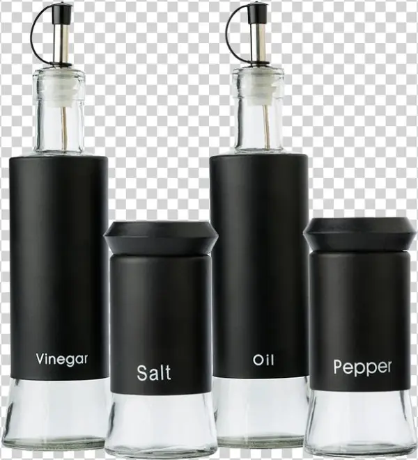 Main - Eco - 4 Piece Glass Oil & Vinegar Holder, Salt