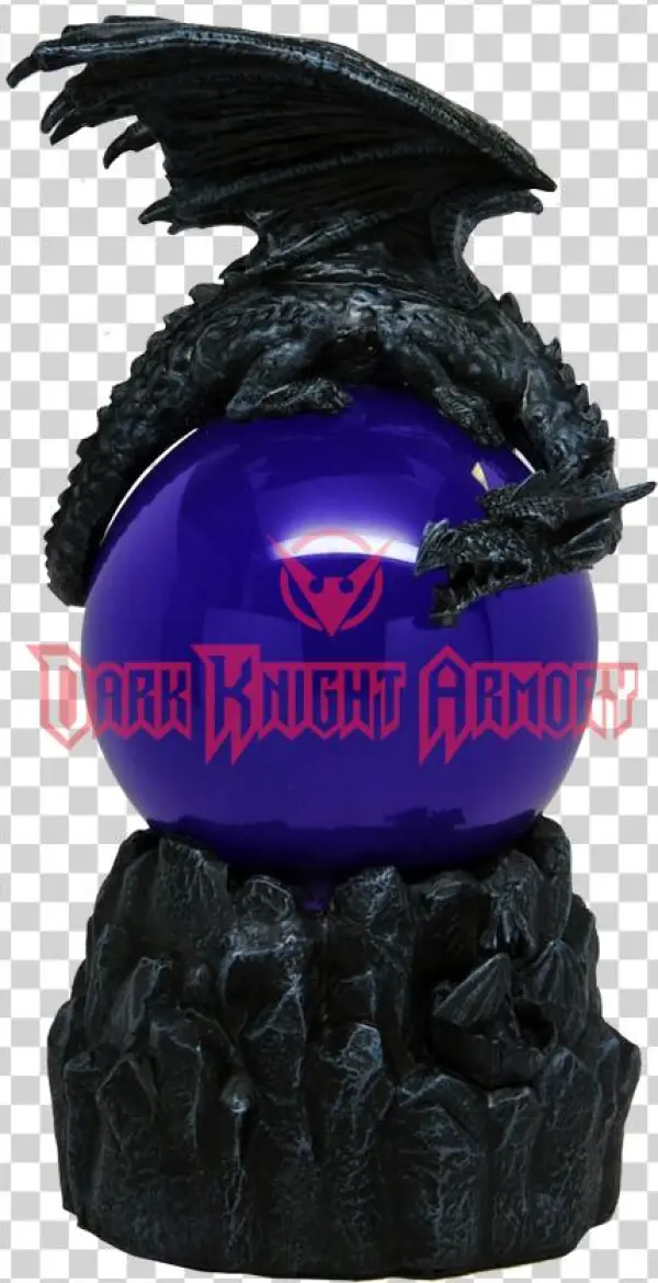 Sleeping Dragon Sandstorm Ball - 8.75 Inch Dragon Sandstorm With Giant Blue Orbe Ball