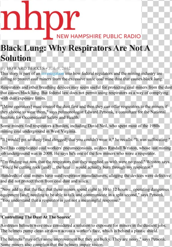 Black Lung Why Respirators - Portable Network Graphics