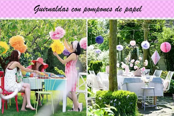 Decoración De Exterior Con Guirnaldas De Pompones De - Garden