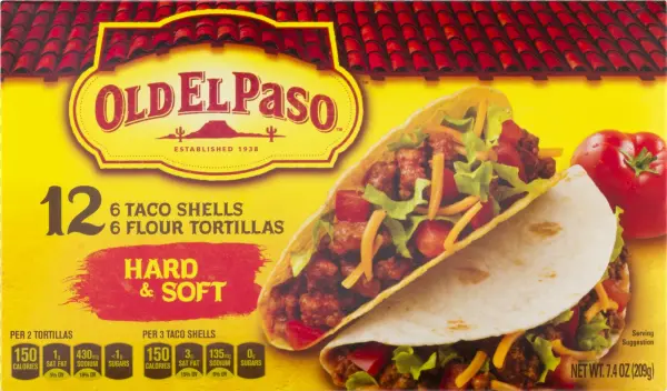 Old El Paso Taco Shells, Crunchy White Corn - 12 Count,