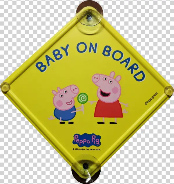 Sunshine Yellow Peppa Baby On Board Car Sign - Cartoon