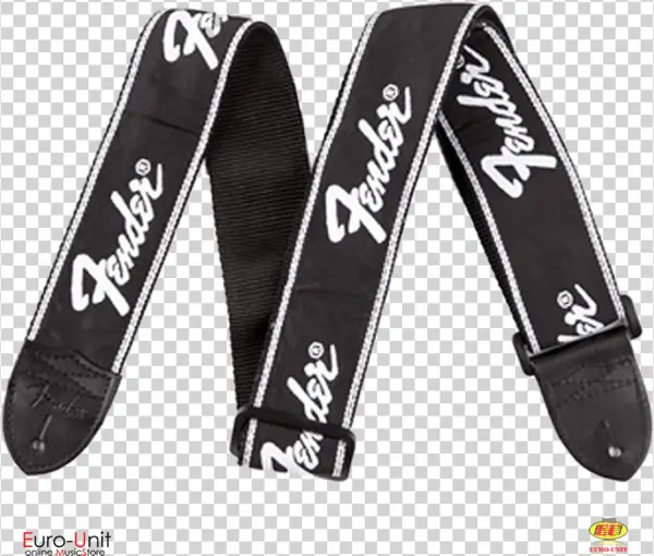 Product Sku - Fender Woven Running Logo Black/silver Guitar Strap