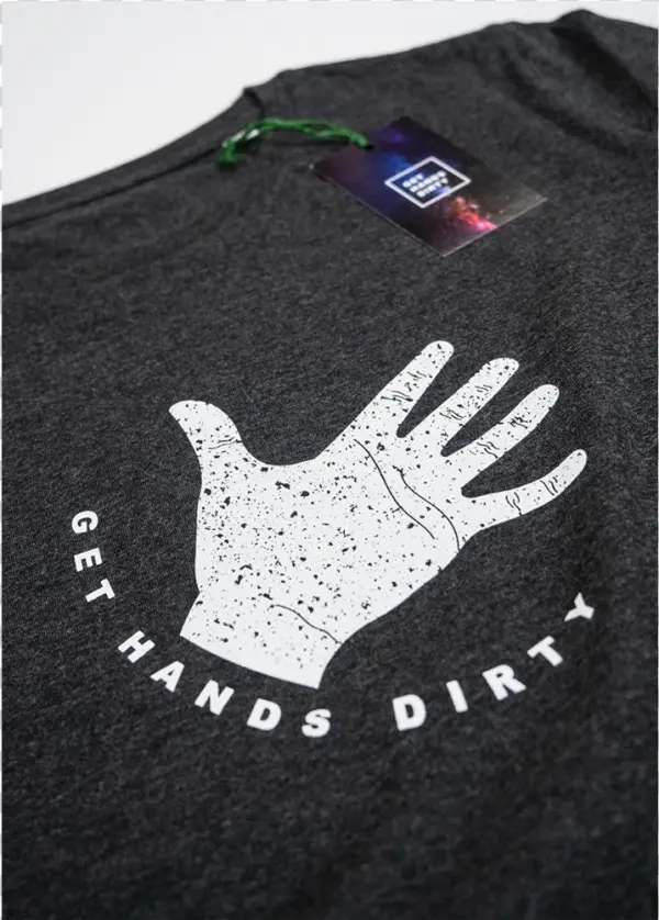 T-shirt Dirty Hand Logo Dark Grey - Woolen