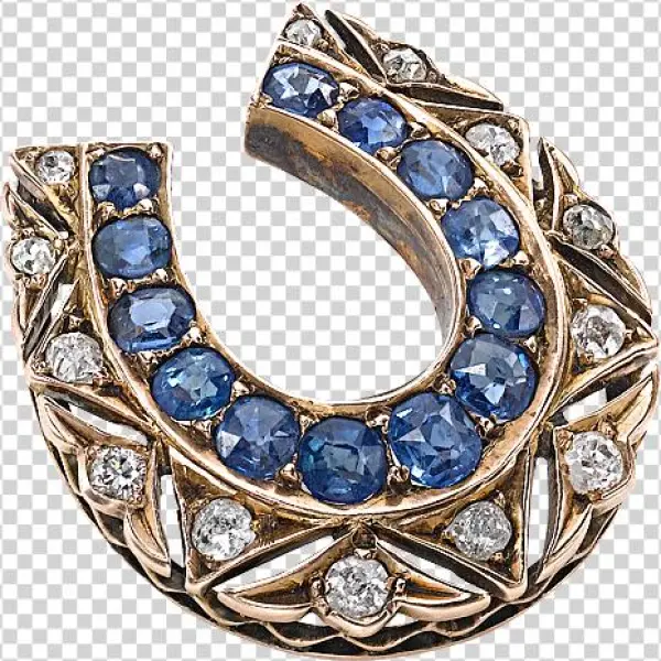 Sapphire & Diamond Horseshoe Brooch