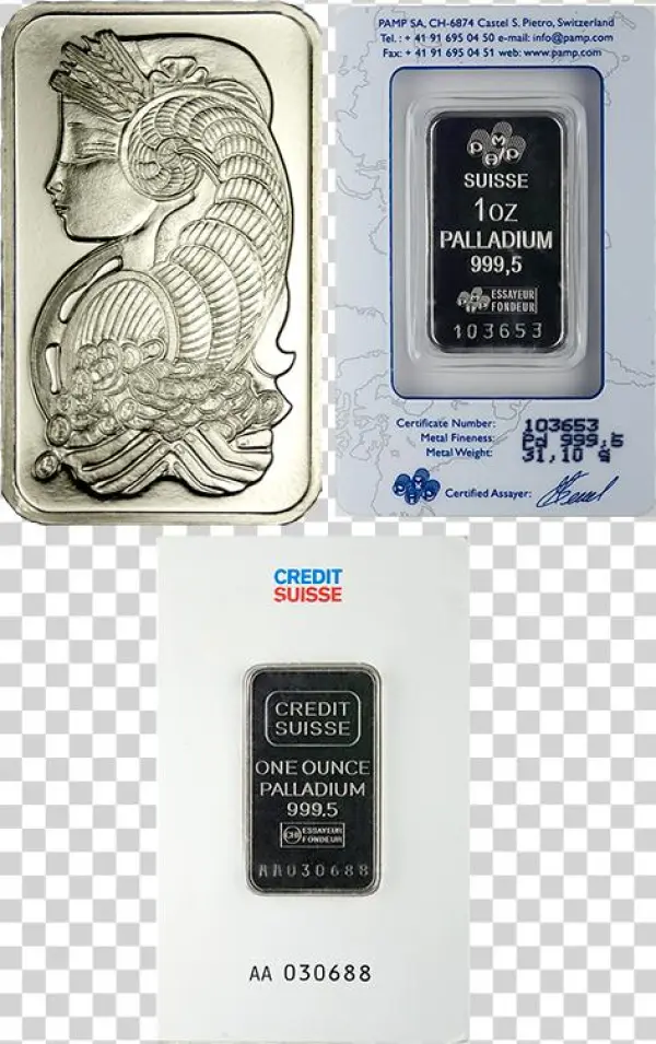 Various Palladium Bars - 10g Silver Pamp Suisse Icons Stingray Skin .999 Fine